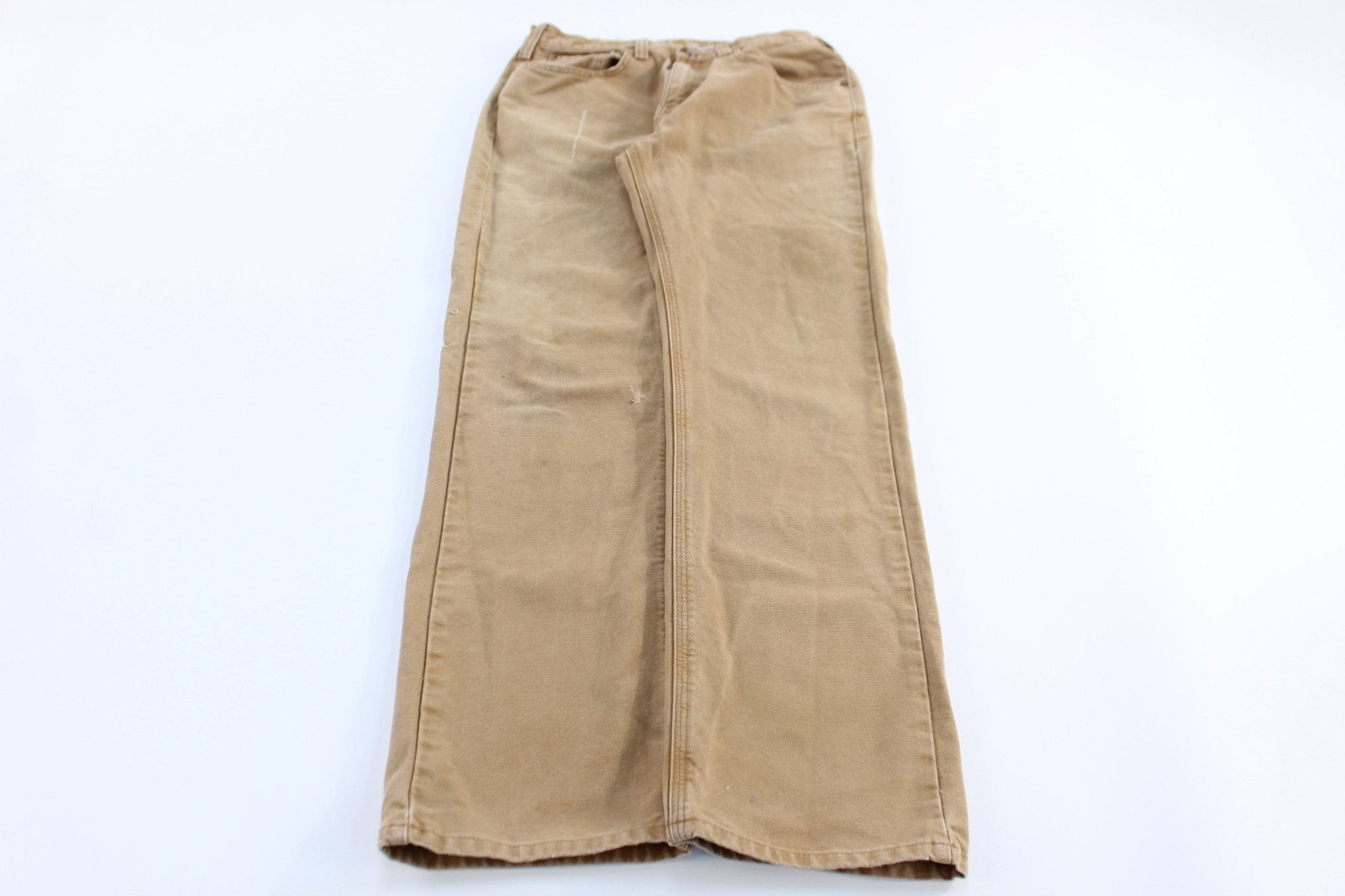 Carhartt Logo Patch Tan Relaxed Fit Pants - ThriftedThreads.com