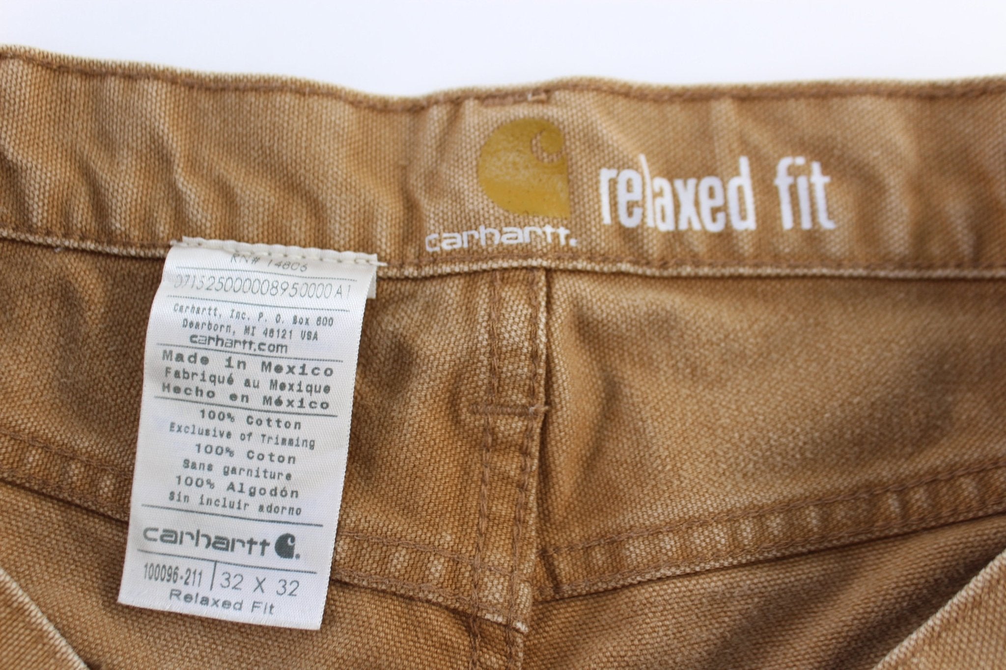 Carhartt Logo Patch Tan Relaxed Fit Pants - ThriftedThreads.com