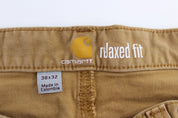Carhartt Logo Patch Tan Relaxed Fit Pants - ThriftedThreads.com