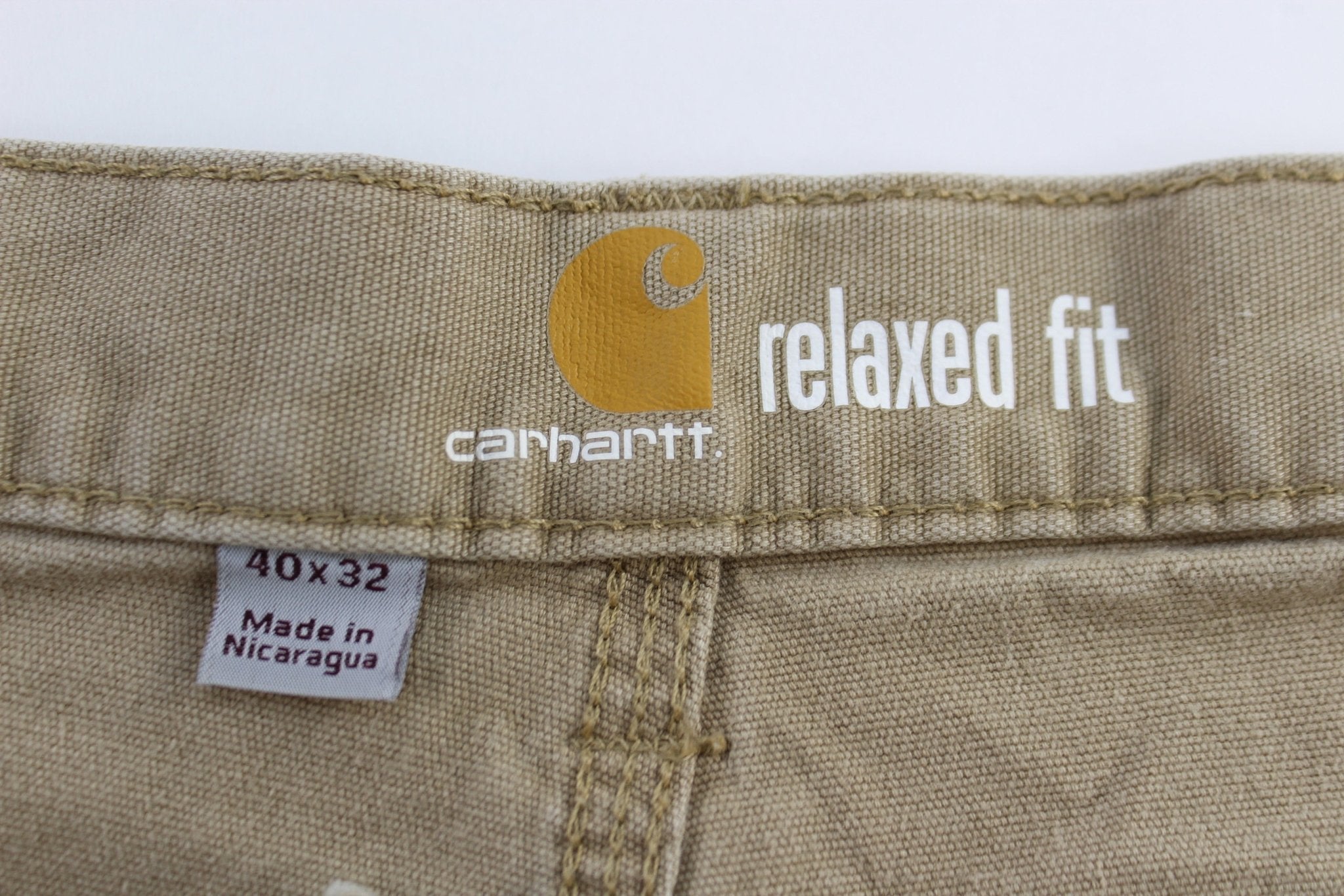 Carhartt Logo Patch Tan Relaxed Fit Pants - pant - Thrifted Threads