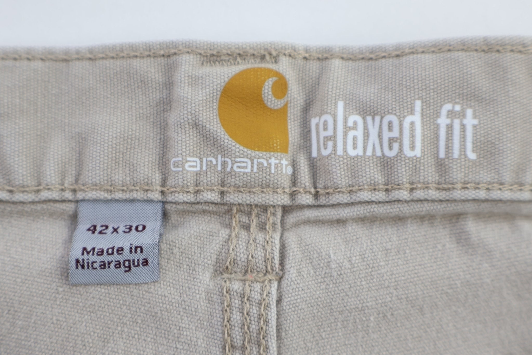 Carhartt Logo Patch Tan Relaxed Fit Pants - Pants - Thrifted Threads