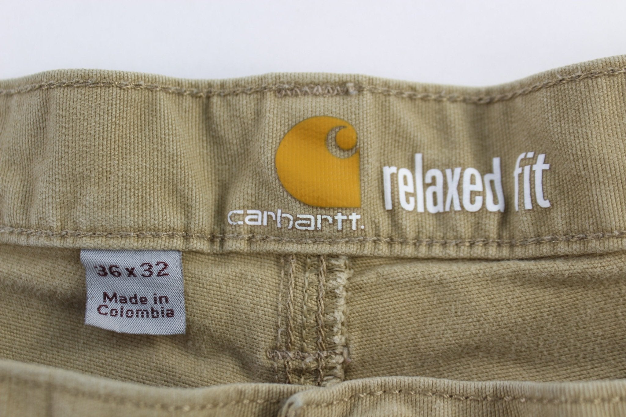 Carhartt Logo Patch Tan Relaxed Fit Pants - Pants - Thrifted Threads