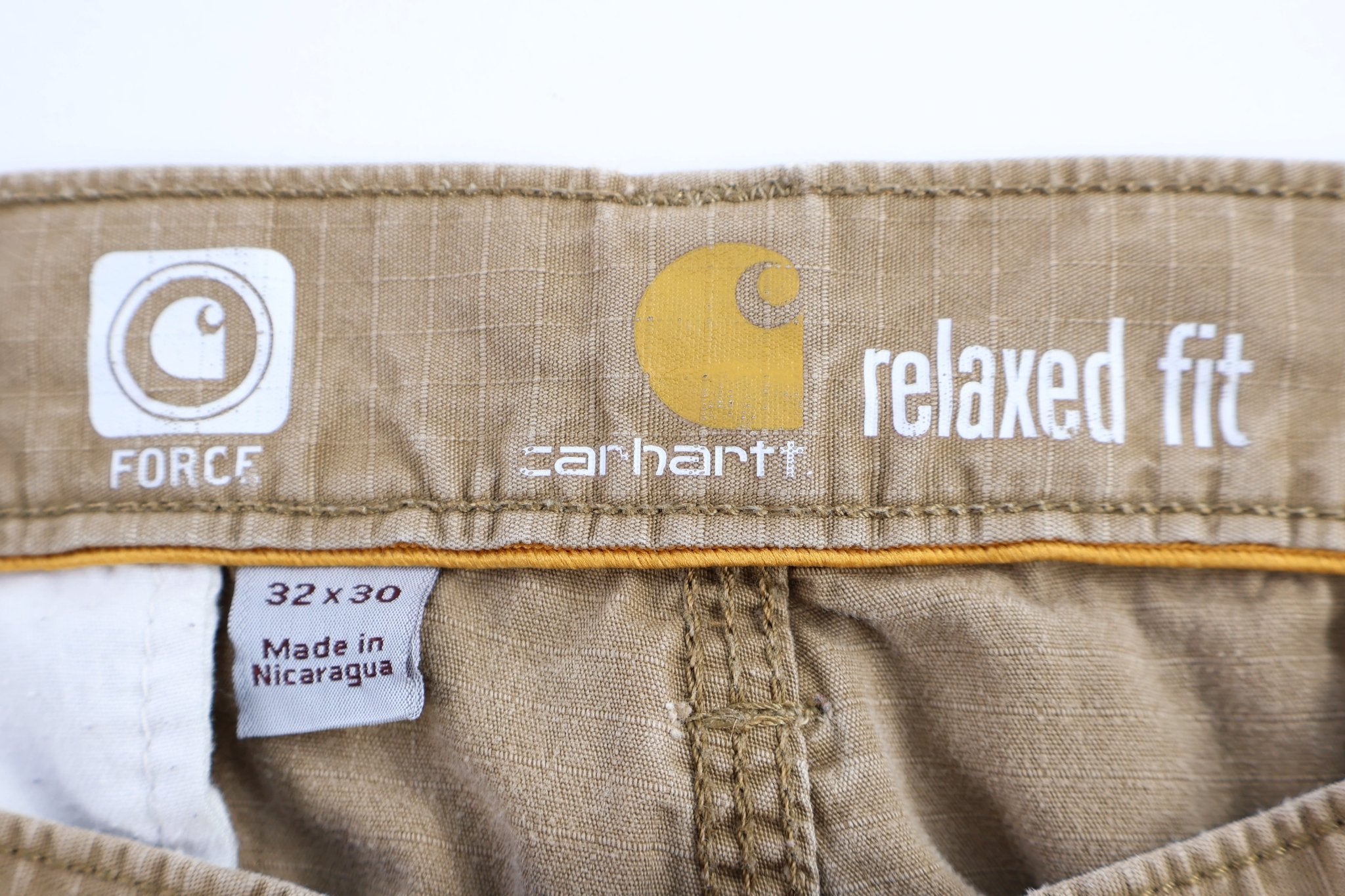 Carhartt Logo Patch Tan Relaxed Fit Pants - Pants - Thrifted Threads