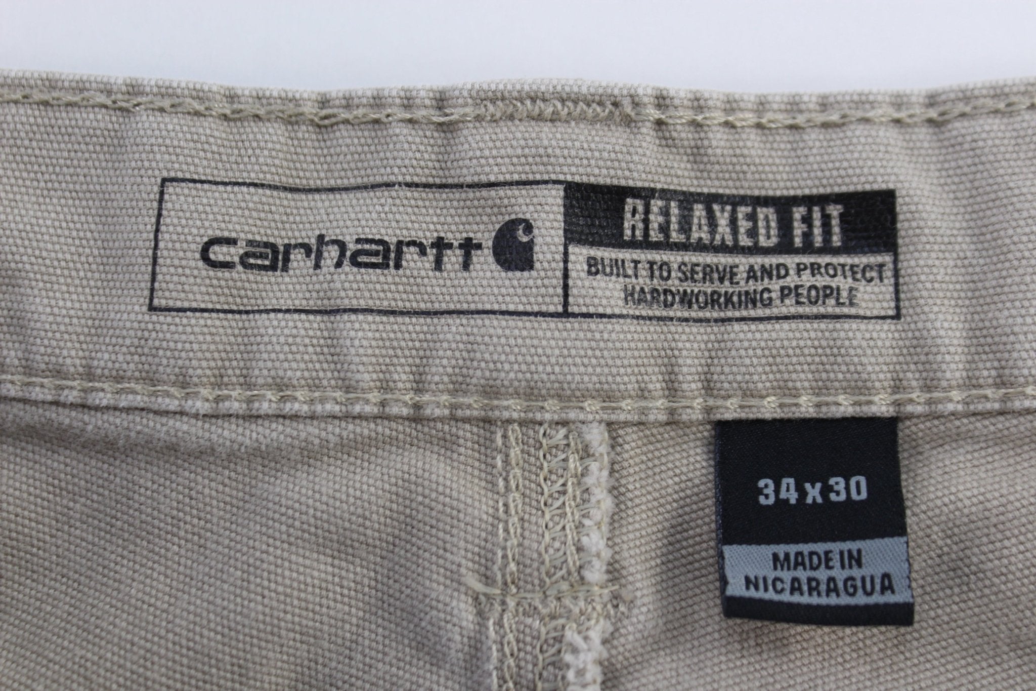 Carhartt Logo Patch Tan Relaxed Fit Pants - Pants - Thrifted Threads