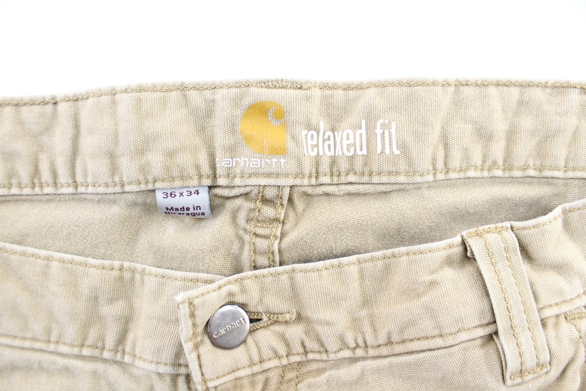 Carhartt Logo Patch Tan Relaxed Fit Pants - Pants/Shorts - Thrifted Threads