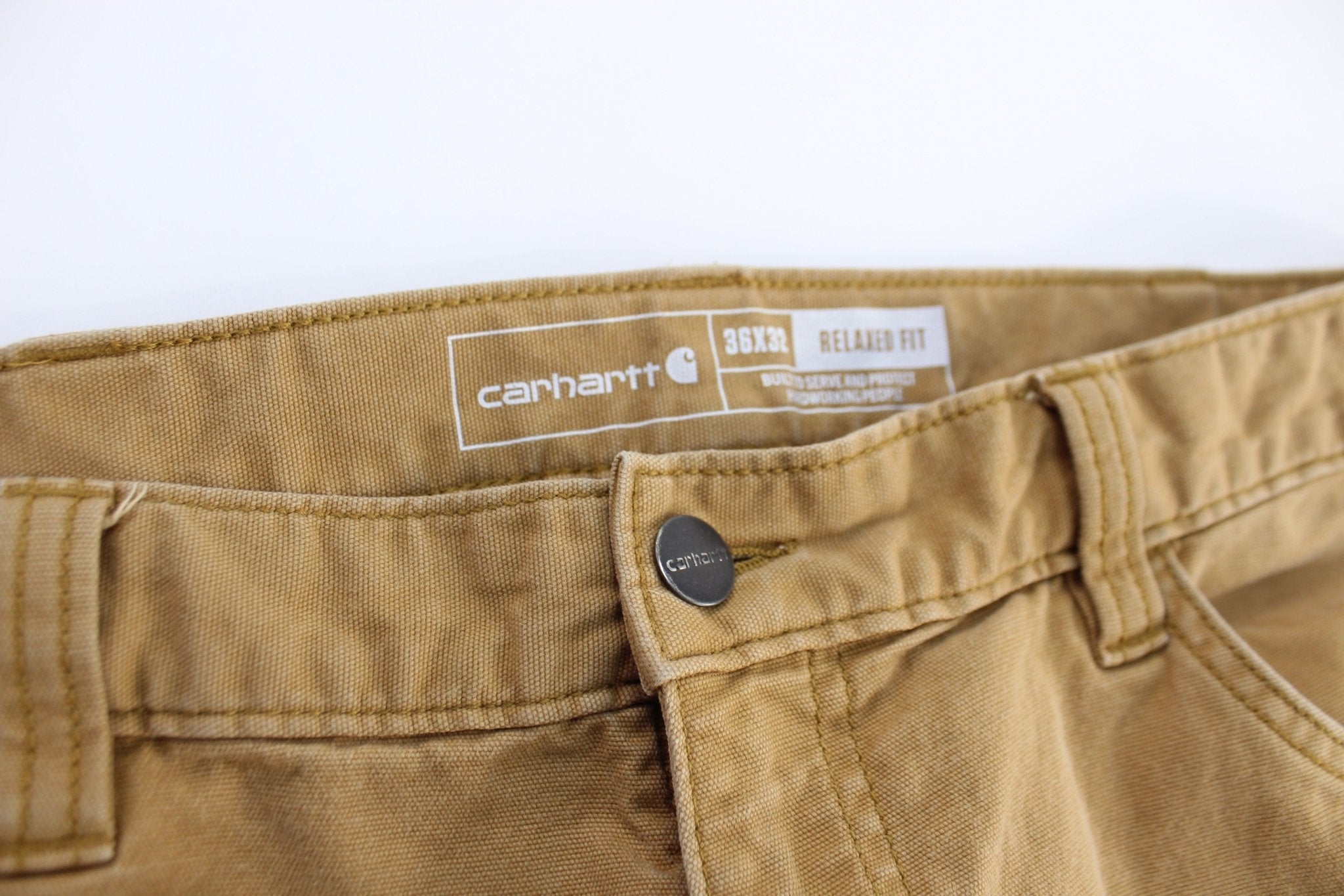 Carhartt Logo Patch Tan Relaxed Fit Pants - Pants/Shorts - Thrifted Threads