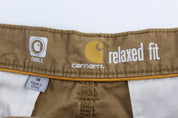 Carhartt Logo Patch Tan Relaxed Fit Shorts - ThriftedThreads.com