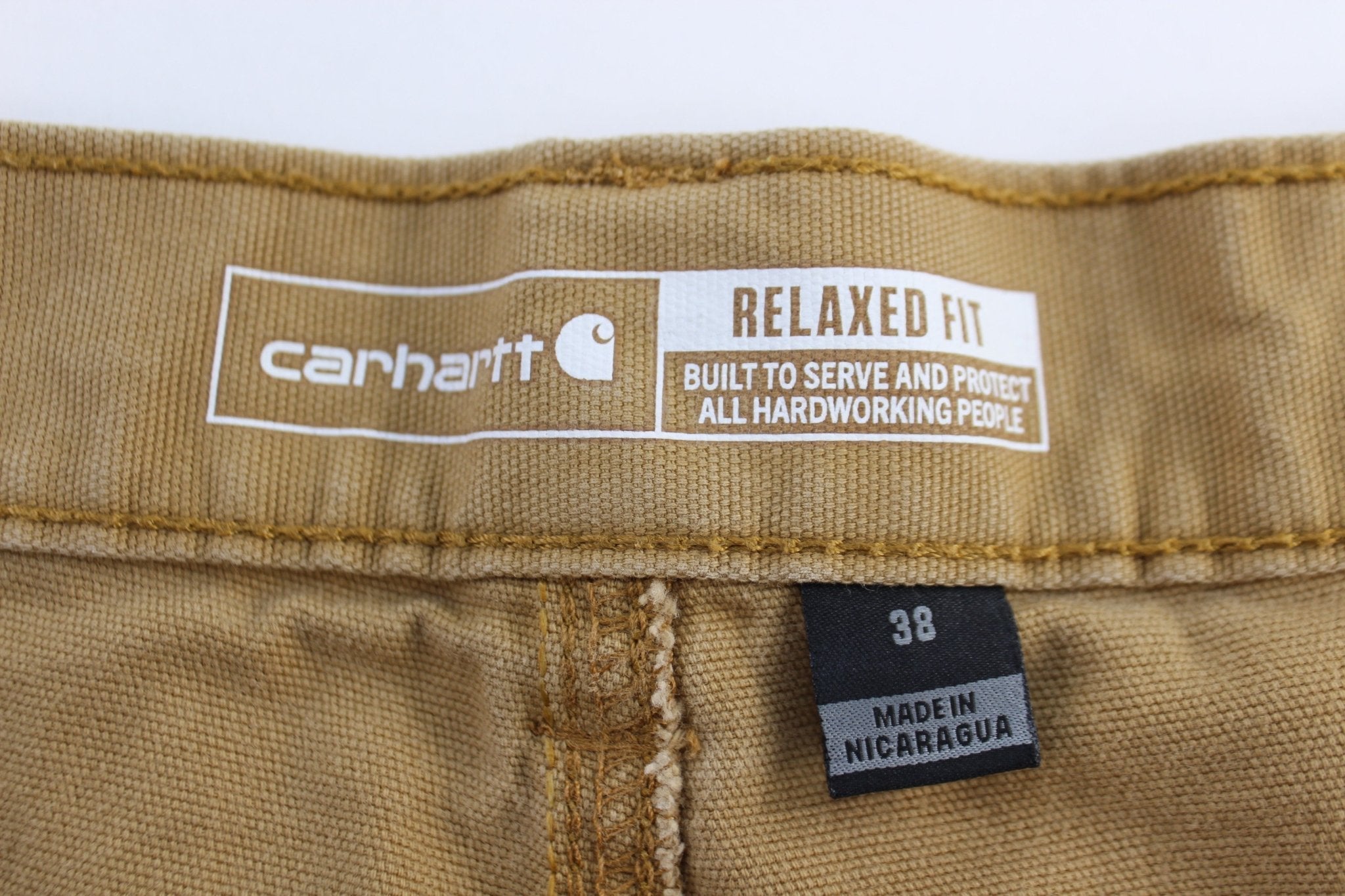 Carhartt Logo Patch Tan Relaxed Fit Shorts - Pants/Shorts - Thrifted Threads
