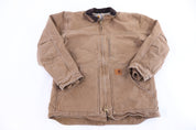 Carhartt Logo Patch Tan Sherpa Lined Full Zip Jacket - Jacket - Thrifted Threads