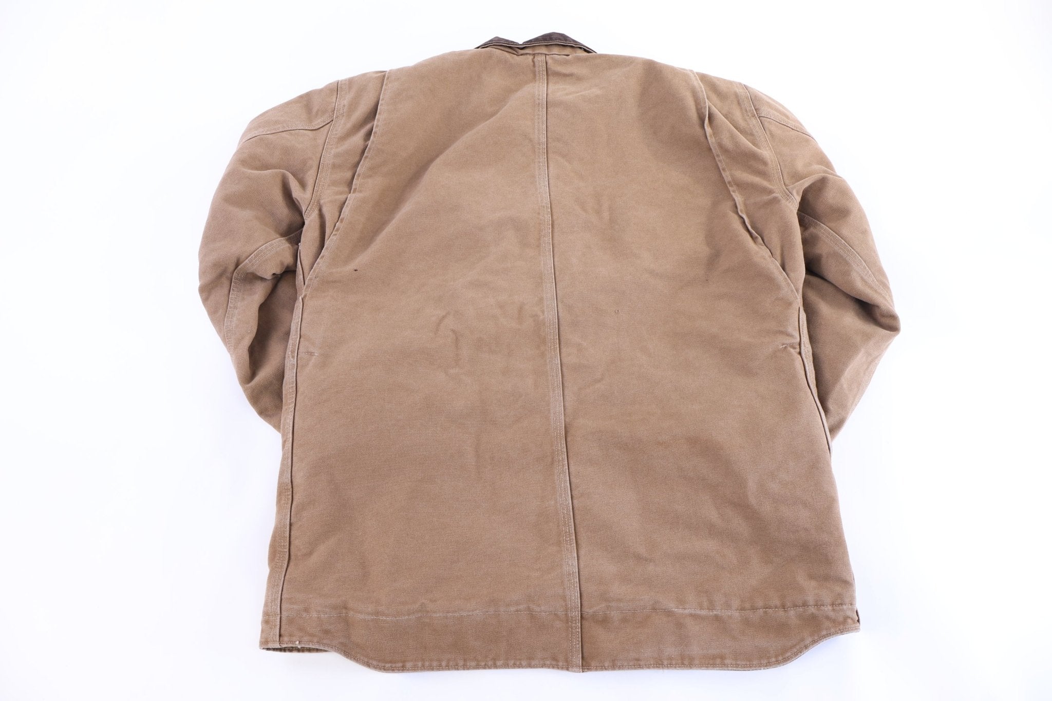Carhartt Logo Patch Tan Sherpa Lined Full Zip Jacket - Jacket - Thrifted Threads