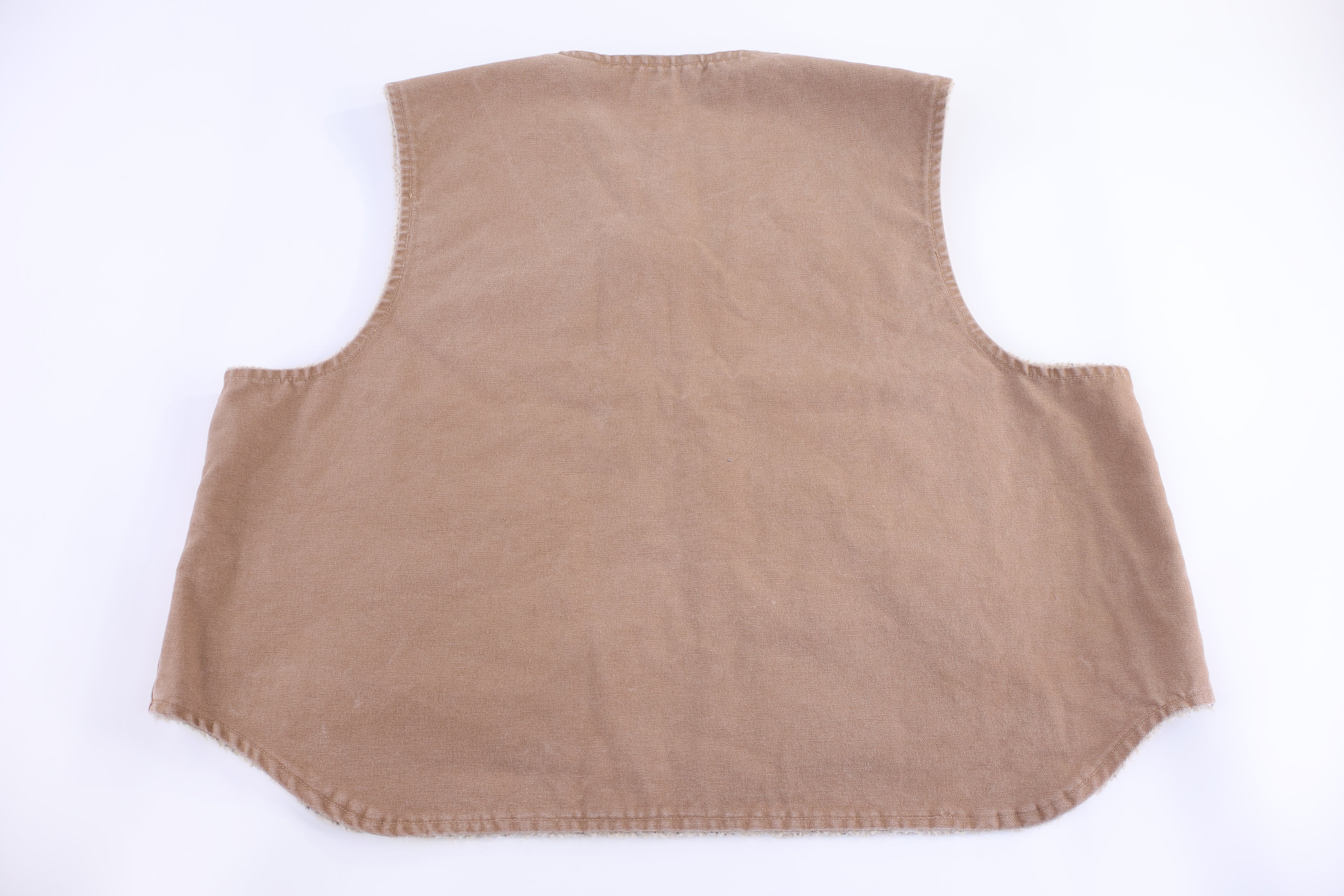 Carhartt Logo Patch Tan Sherpa Lined Vest - Vest - Thrifted Threads