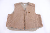 Carhartt Logo Patch Tan Sherpa Lined Vest - Vest - Thrifted Threads