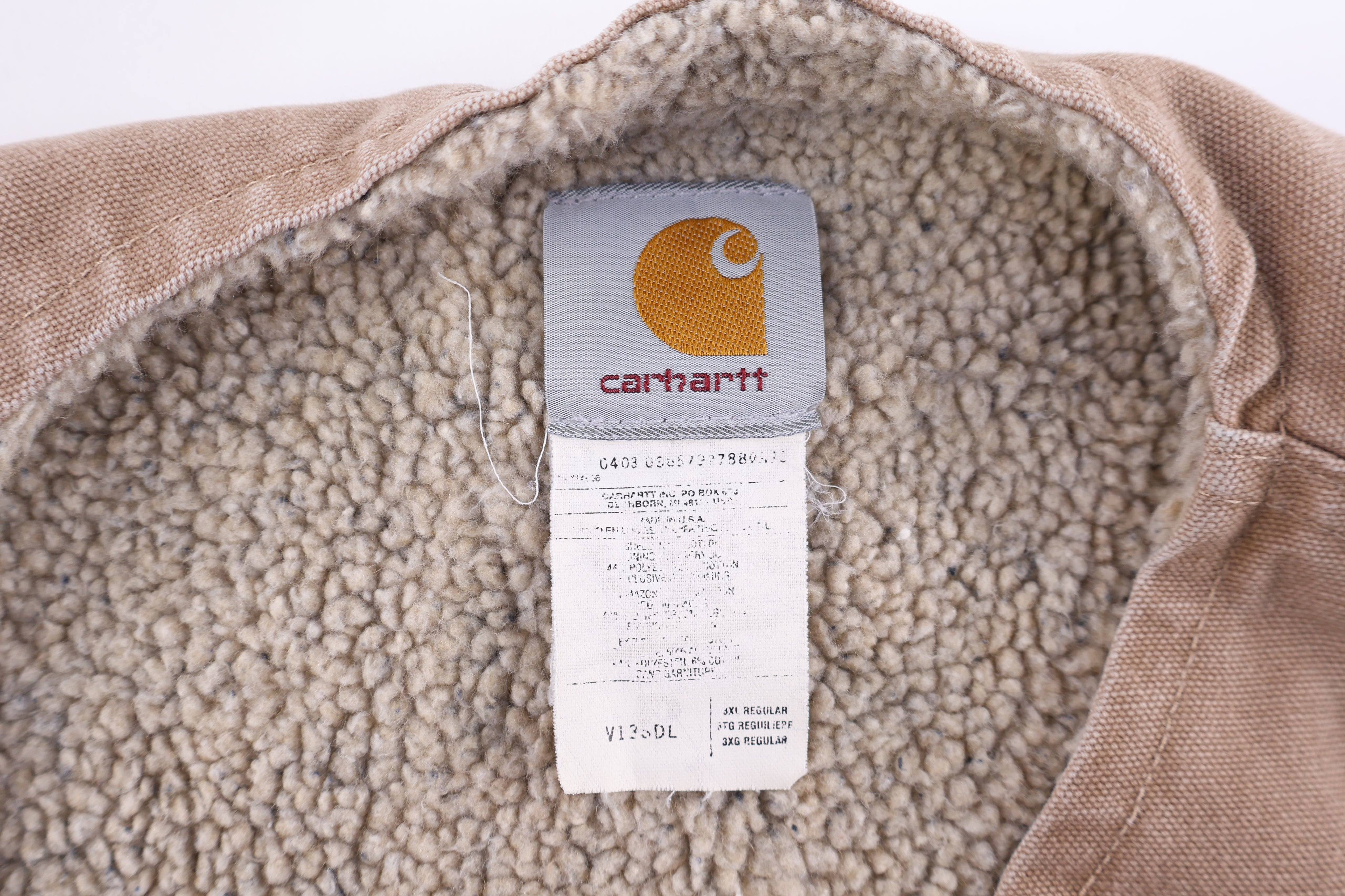 Carhartt Logo Patch Tan Sherpa Lined Vest - Vest - Thrifted Threads