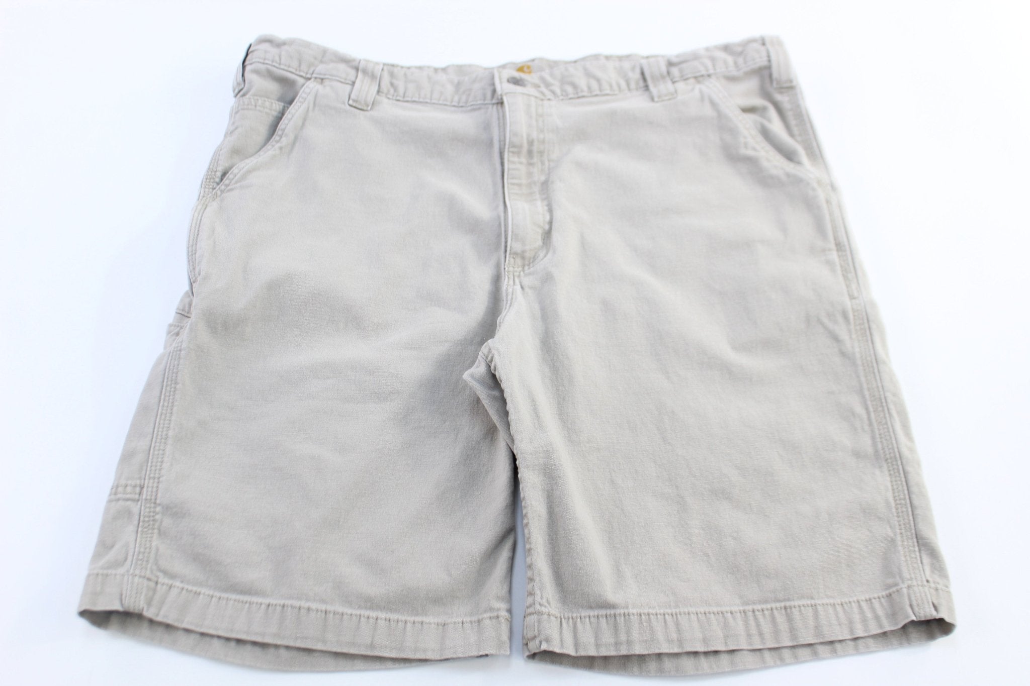 Carhartt Logo Patch Tan Shorts - ThriftedThreads.com