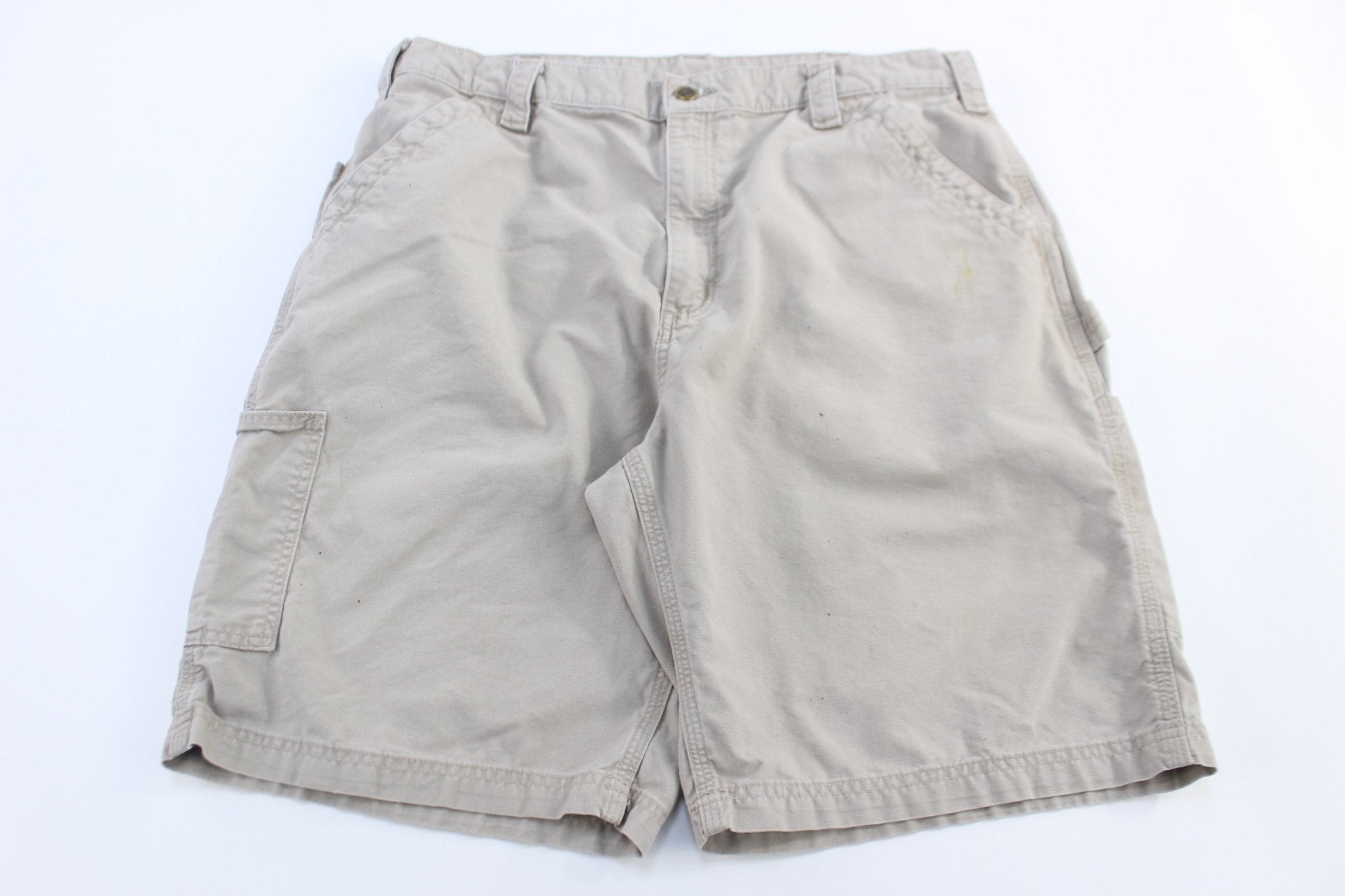 Carhartt Logo Patch Tan Shorts - ThriftedThreads.com