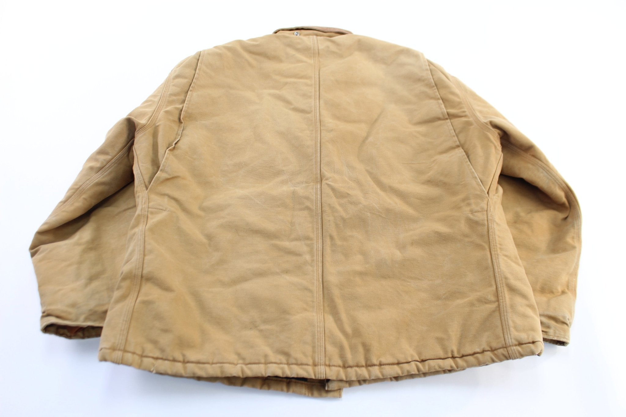 Carhartt Logo Patch Tan Traditional Zip Up Jacket - ThriftedThreads.com
