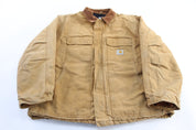Carhartt Logo Patch Tan Traditional Zip Up Jacket - ThriftedThreads.com