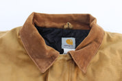 Carhartt Logo Patch Tan Traditional Zip Up Jacket - ThriftedThreads.com