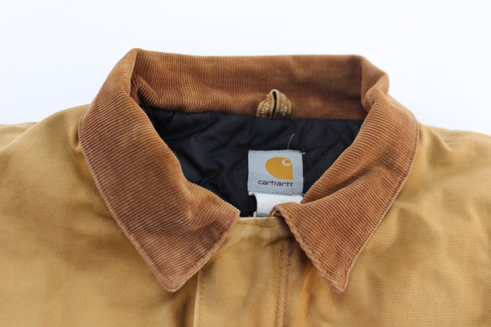 Carhartt Logo Patch Tan Traditional Zip Up Jacket - ThriftedThreads.com