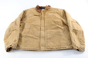 Carhartt Logo Patch Tan Traditional Zip Up Jacket - ThriftedThreads.com