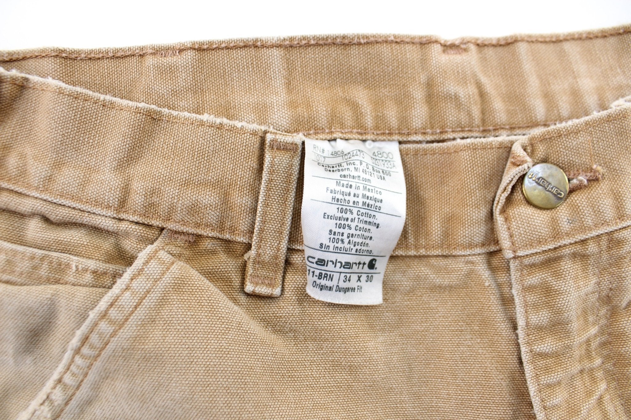 Carhartt Logo Patch Tan Workwear Pants - Pants/Shorts - Thrifted Threads