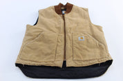 Carhartt Logo Patch Tan Zip Up Vest - ThriftedThreads.com