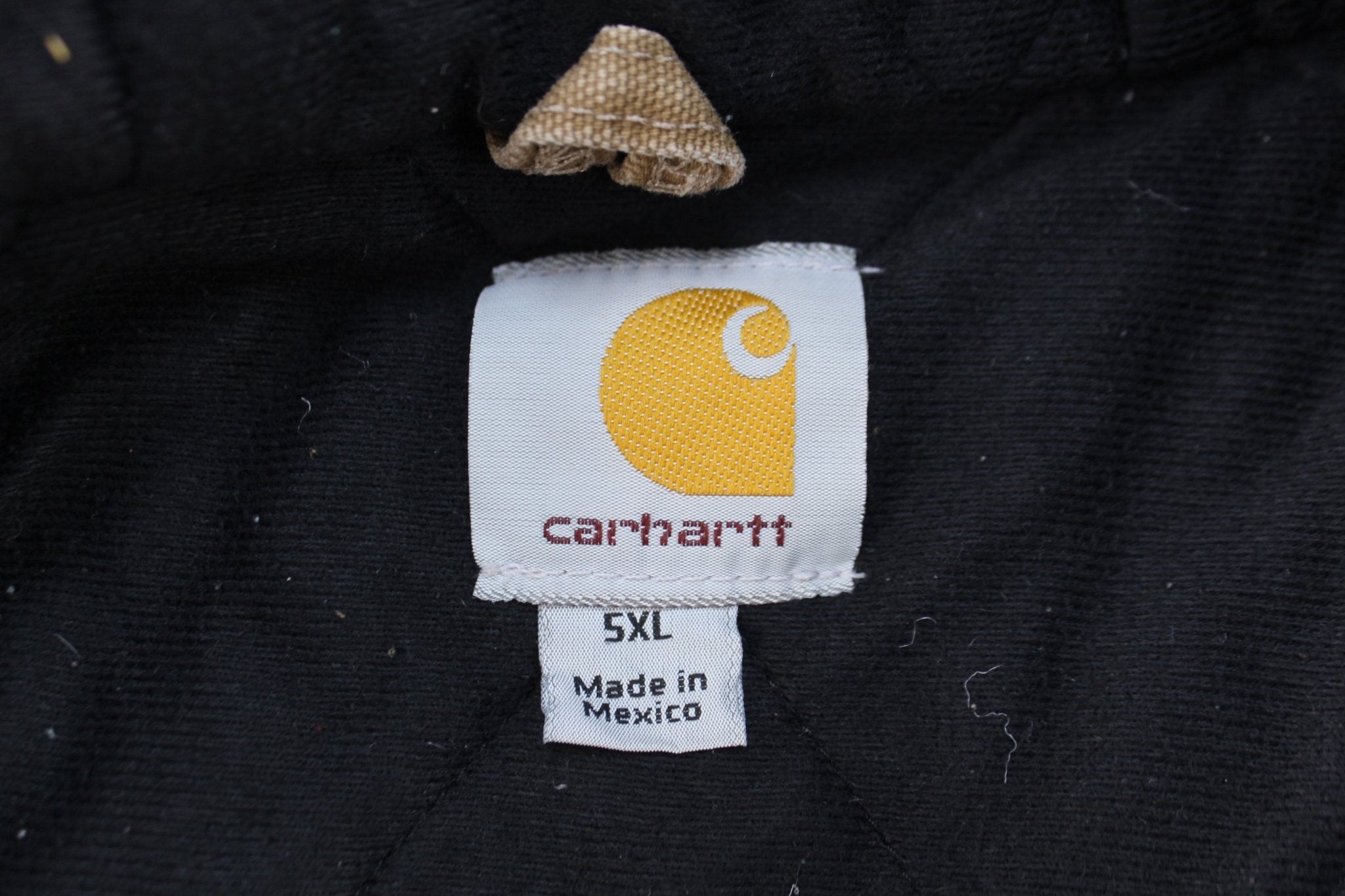 Carhartt Logo Patch Tan/Brown Hooded Zip Up Jacket - ThriftedThreads.com