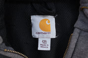 Carhartt Logo Patch Thermal Lined Grey Rain Defender Hoodie - ThriftedThreads.com
