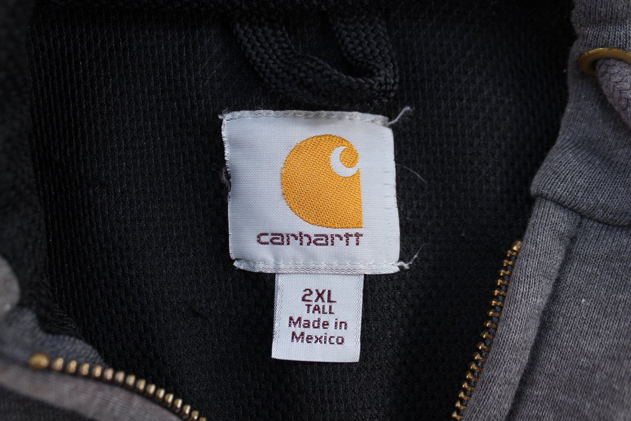 Carhartt Logo Patch Thermal Lined Grey Rain Defender Hoodie - ThriftedThreads.com
