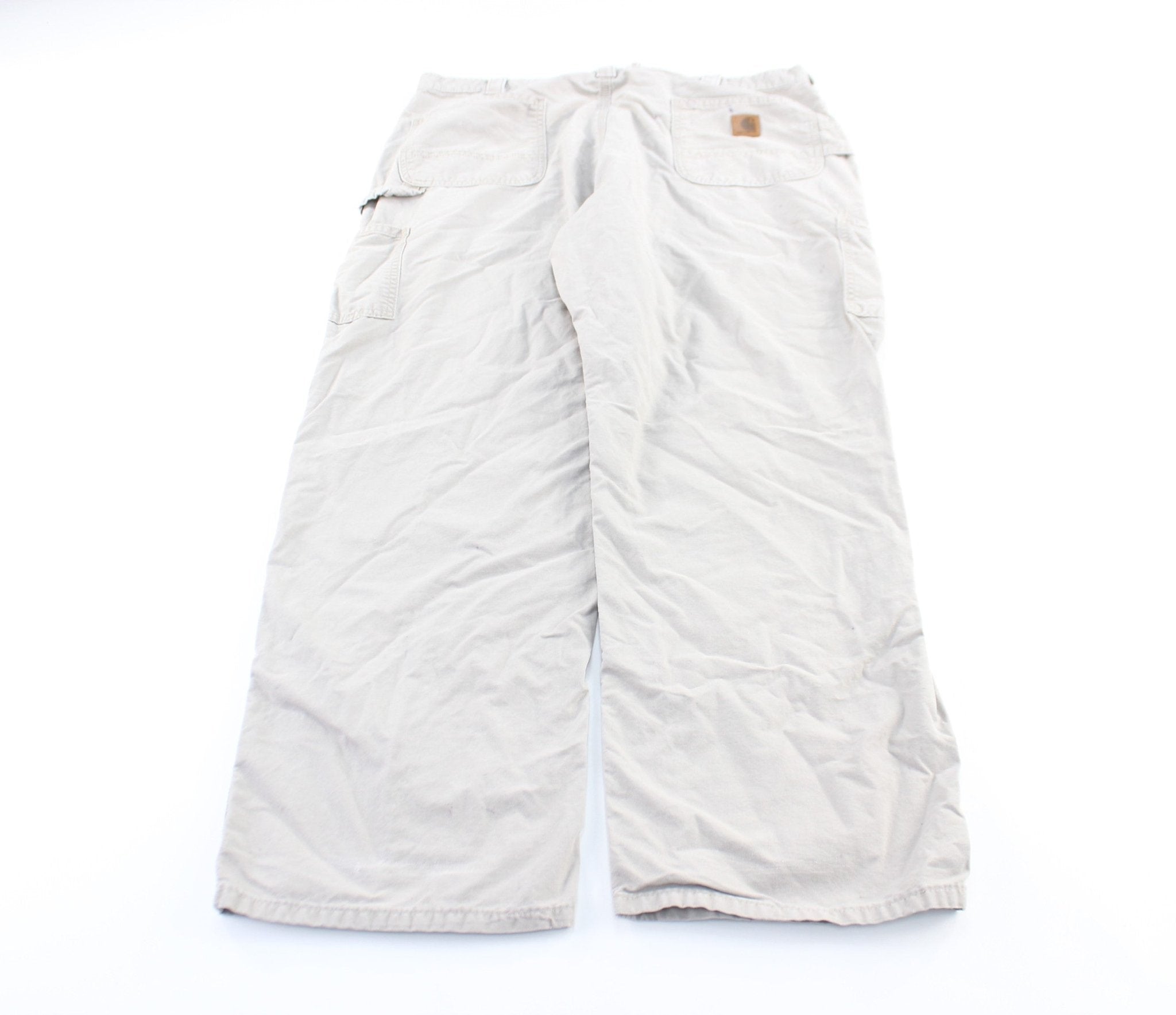 Carhartt Logo Patch White Carpenter Pants - ThriftedThreads.com