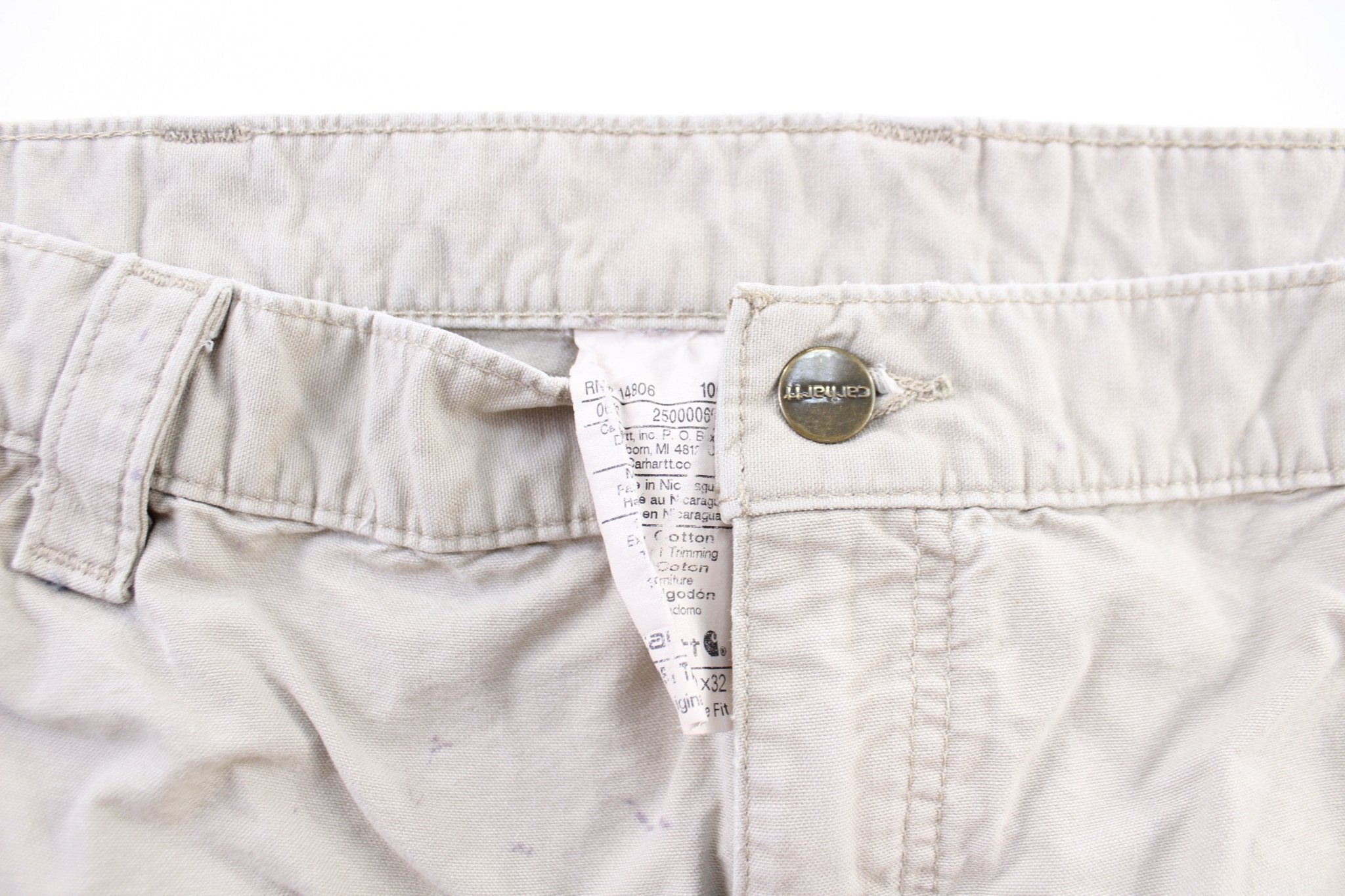 Carhartt Logo Patch White Carpenter Pants - ThriftedThreads.com