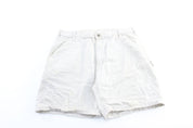 Carhartt Logo Patch White Carpenter Shorts - ThriftedThreads.com