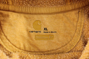 Carhartt Logo Patch Yellow Spellout Pullover Hoodie - ThriftedThreads.com