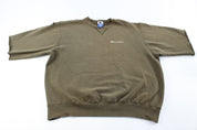 Champion Embroidered Logo Olive Green Sweatshirt - ThriftedThreads.com