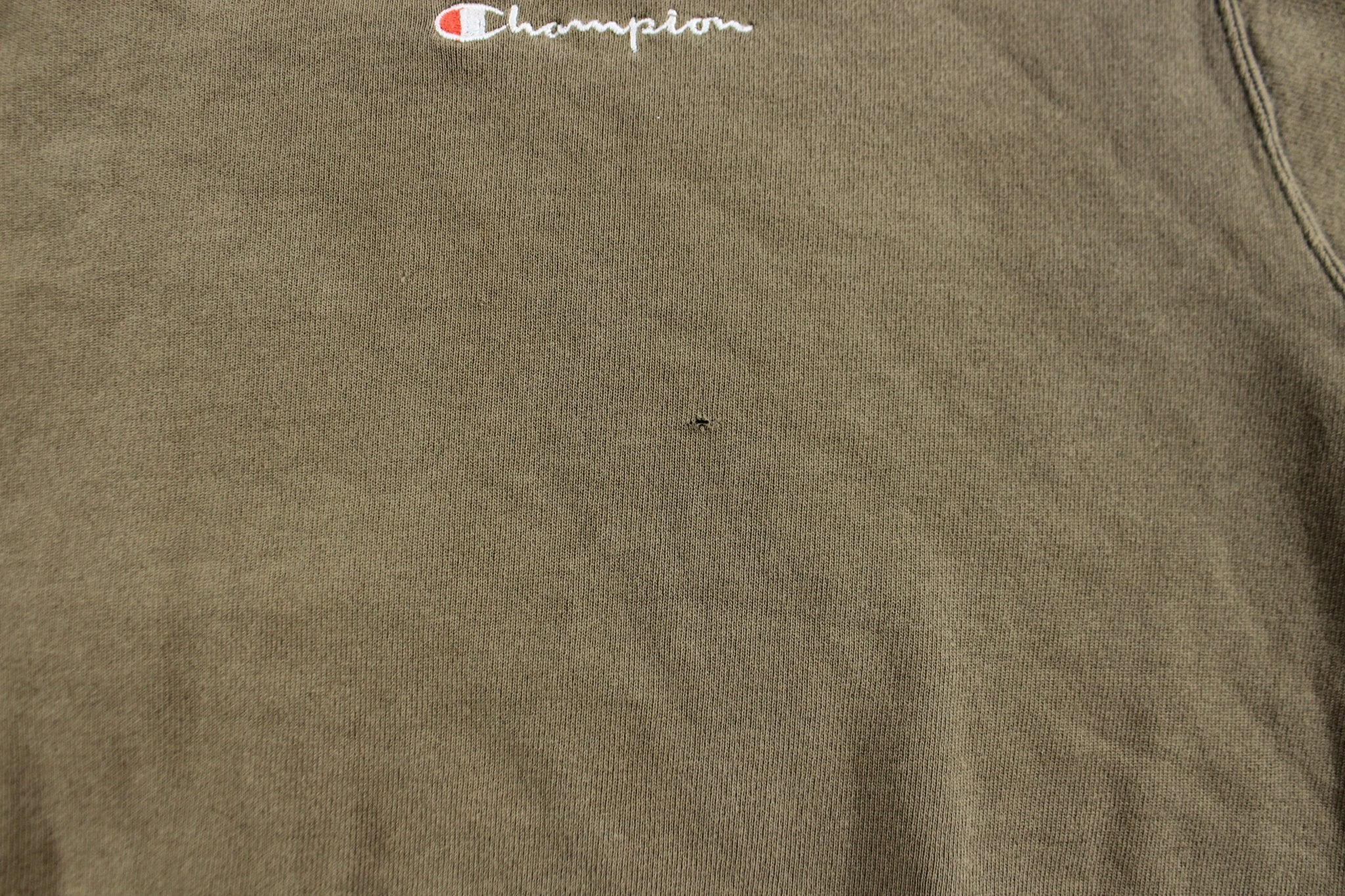 Champion Embroidered Logo Olive Green Sweatshirt - ThriftedThreads.com