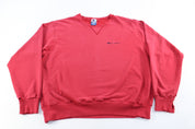 Champion Embroidered Logo Red Sweatshirt - Sweatshirts - Thrifted Threads
