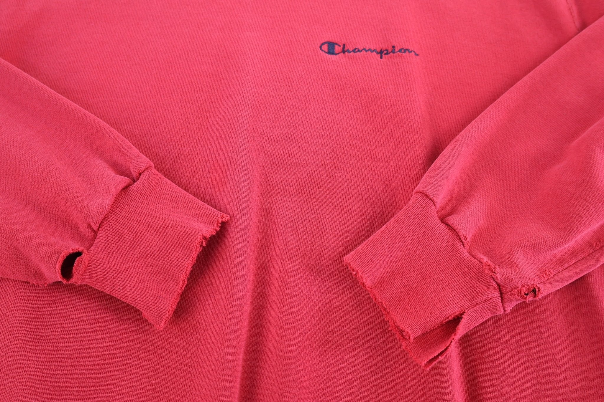 Champion Embroidered Logo Red Sweatshirt - Sweatshirts - Thrifted Threads