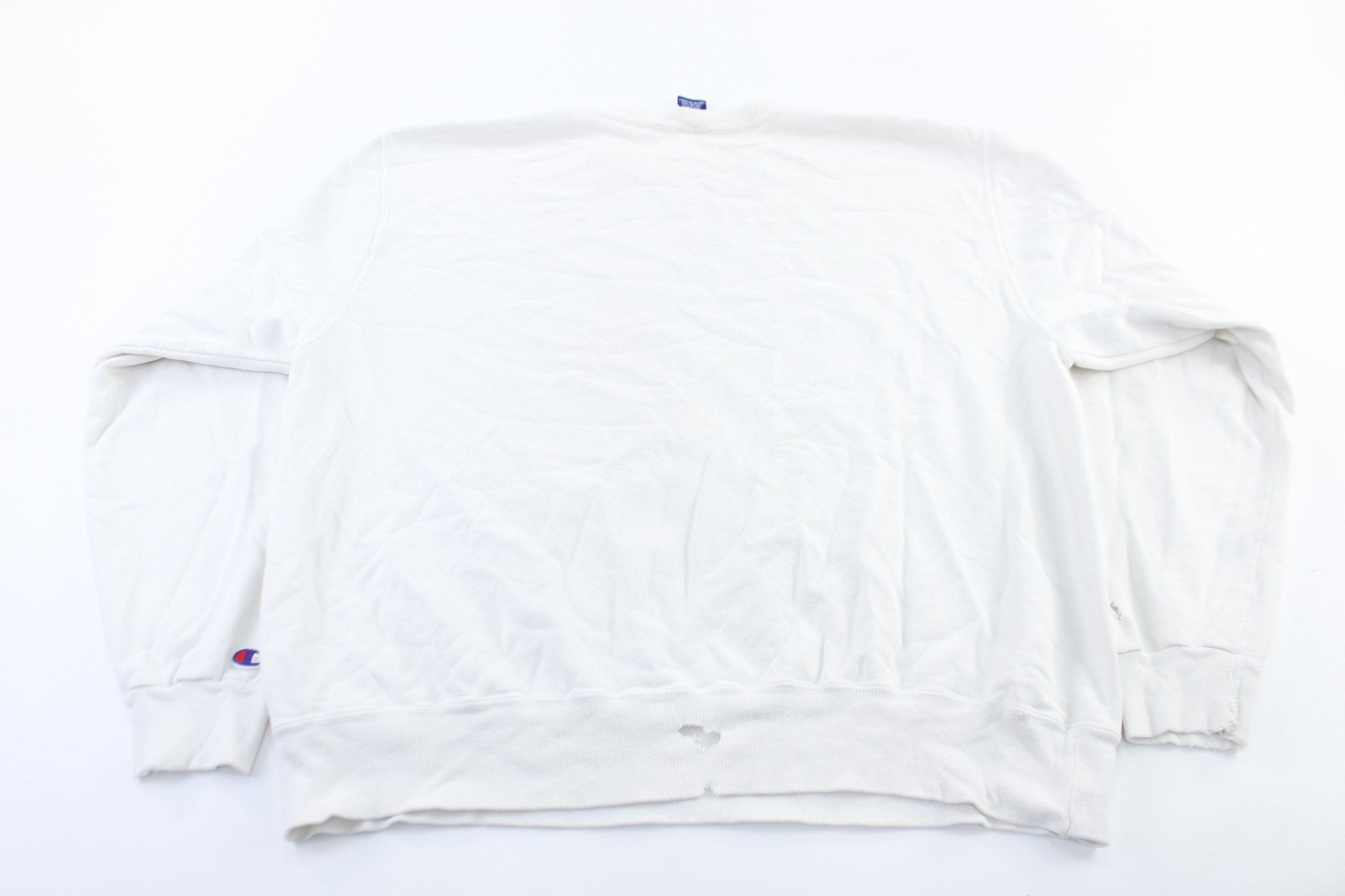 Champion Embroidered Logo White Sweatshirt - ThriftedThreads.com