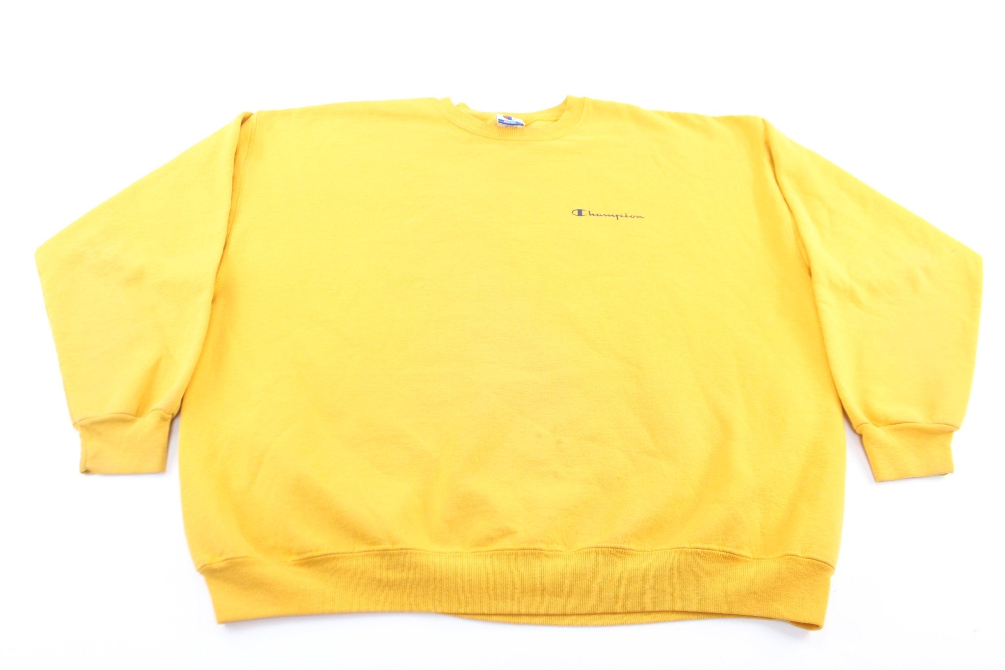 Champion Logo Yellow Sweatshirt - ThriftedThreads.com