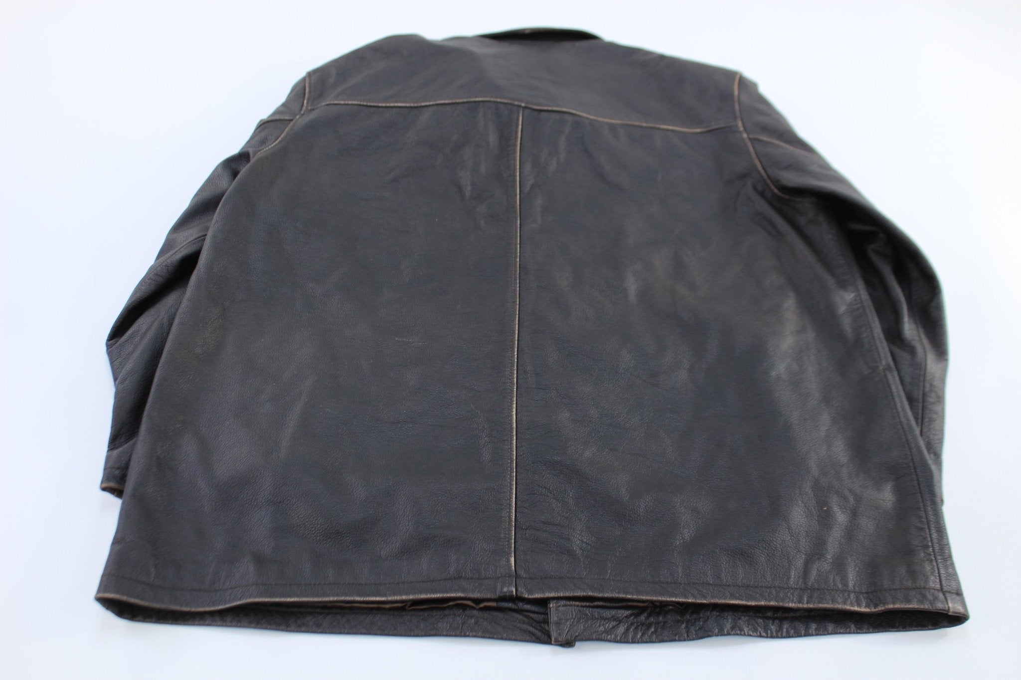 Cherokee Dark Brown Leather Coat - Jackets - Thrifted Threads