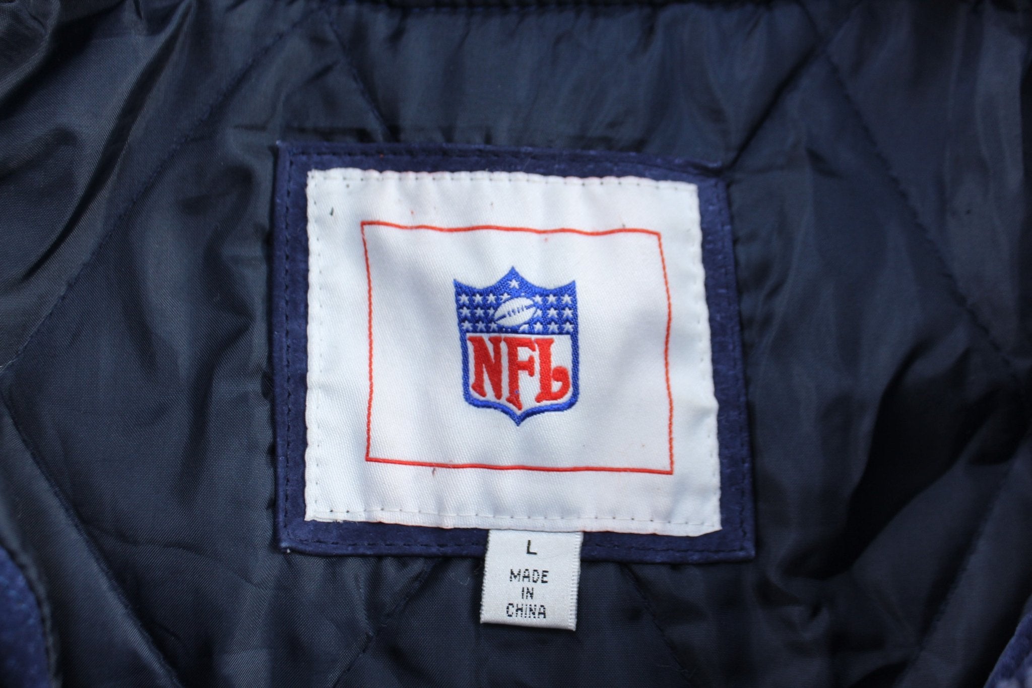 Chicago Bears Football Embroidered Suede Zip Up Jacket - ThriftedThreads.com