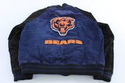 Chicago Bears Football Embroidered Suede Zip Up Jacket - ThriftedThreads.com