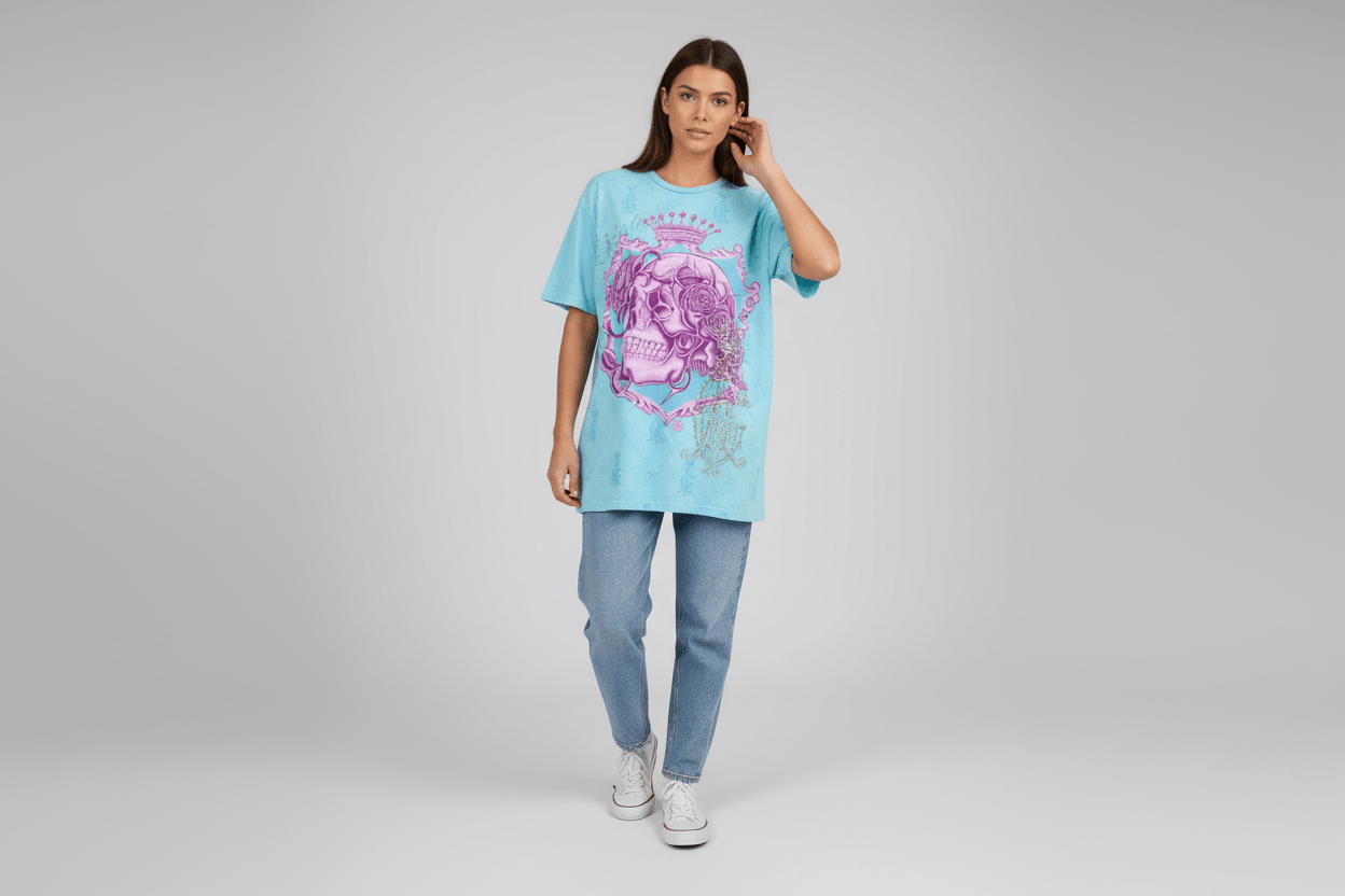 Christian Audiger Skull Graphic T-shirt - ThriftedThreads.com