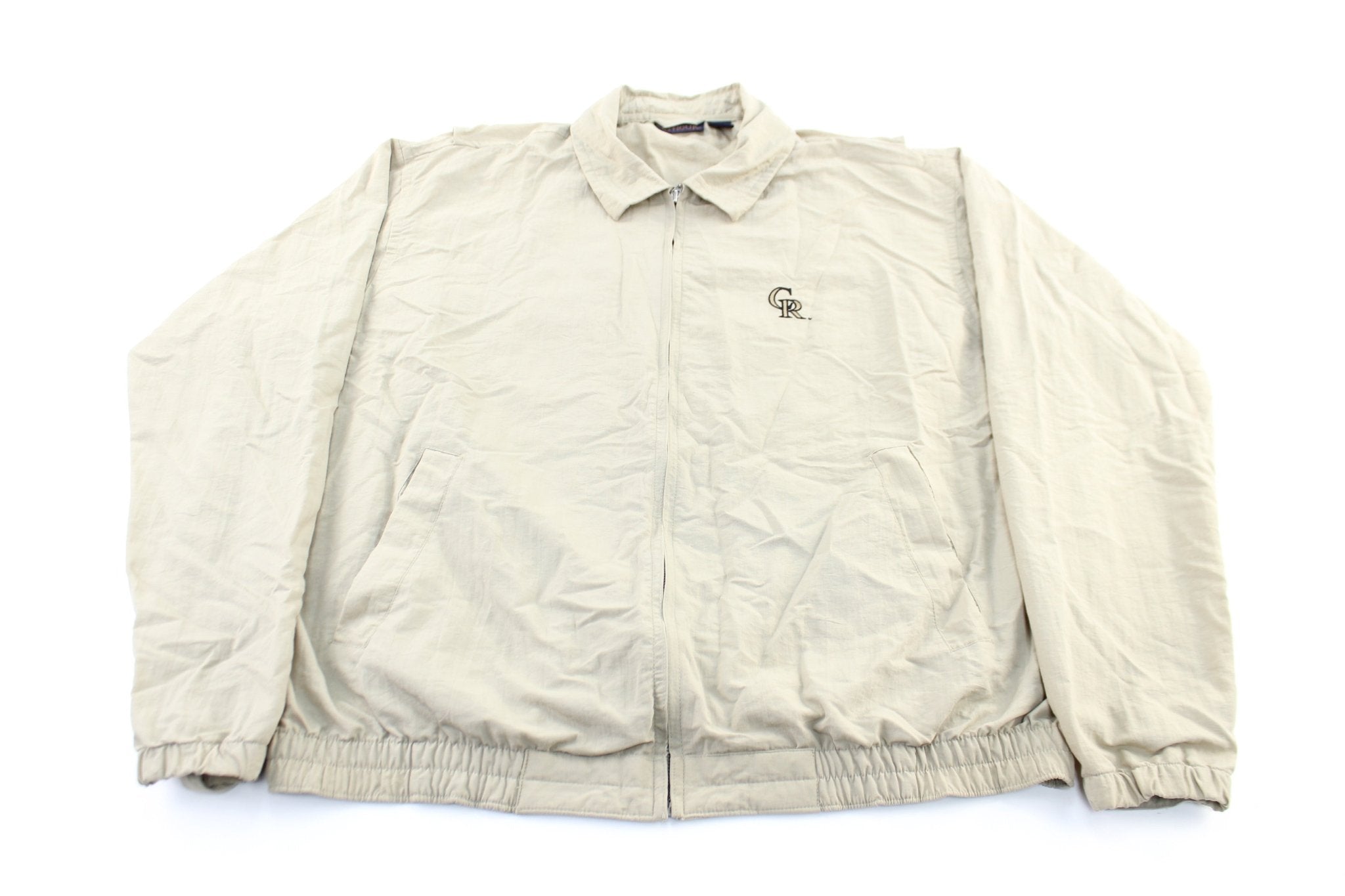 Colorado Rockies Embroidered Beige Zip Up Jacket - ThriftedThreads.com