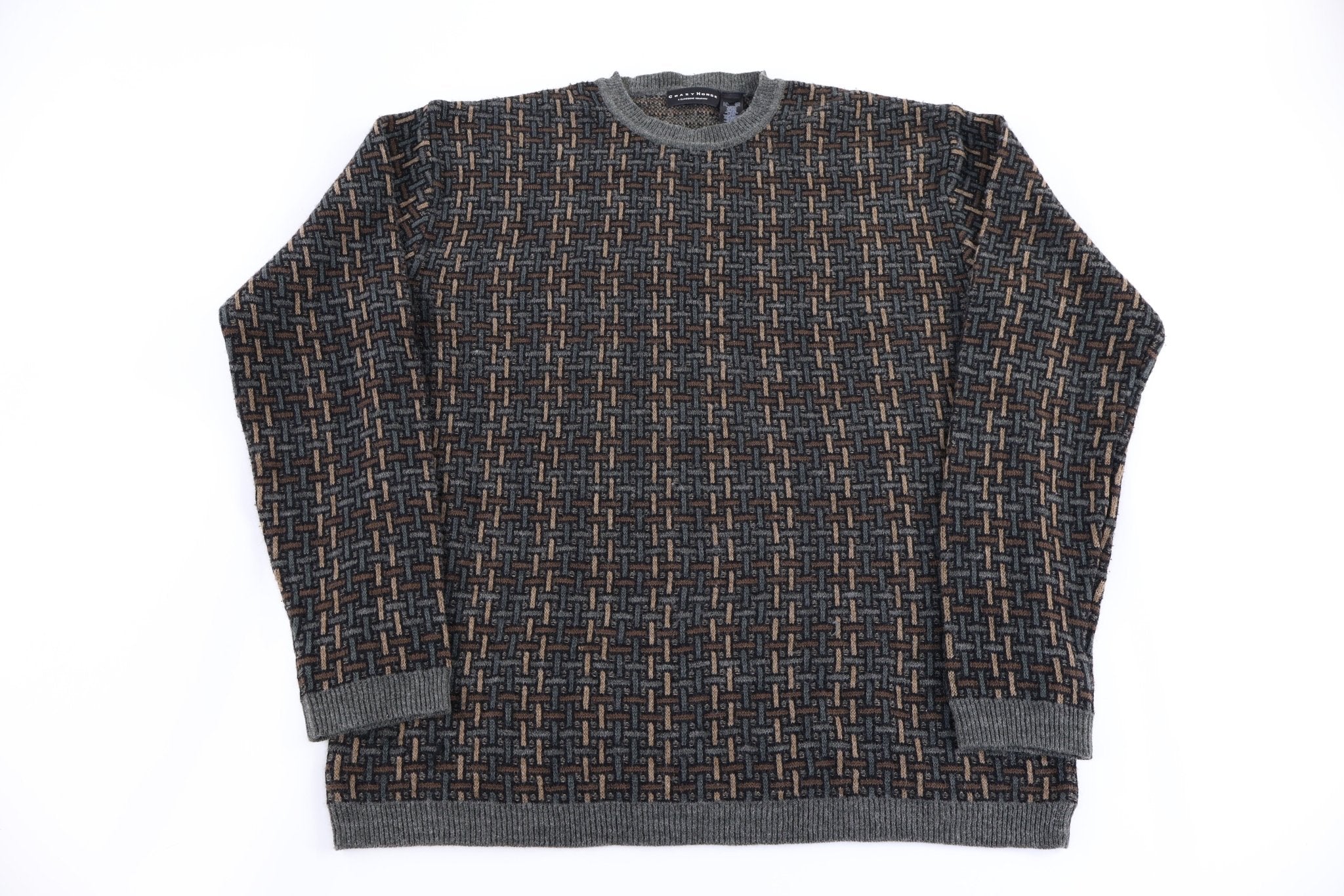 Crazy Horse Multipattern Knit Sweater - Sweater - Thrifted Threads