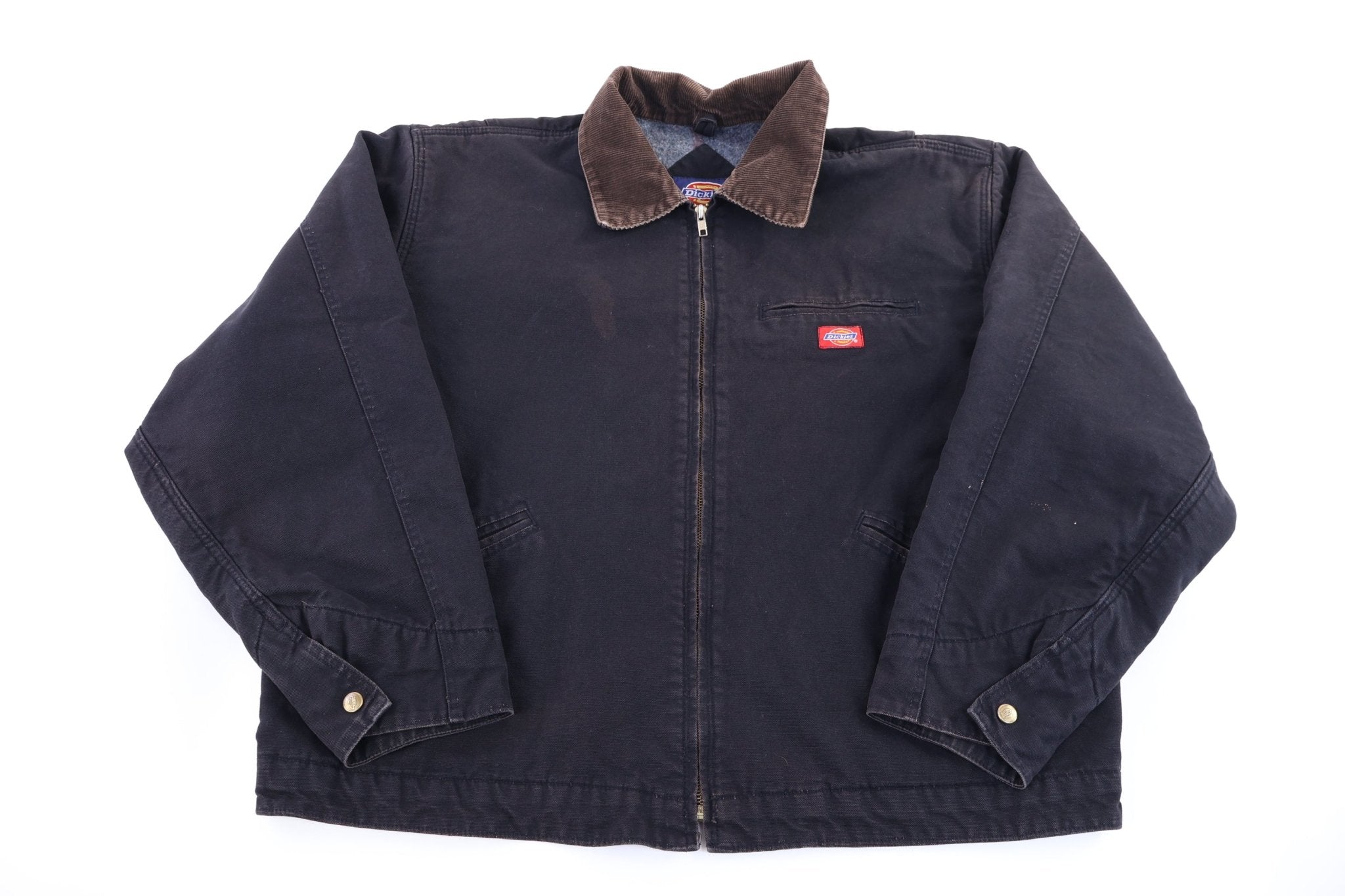 Dickies Logo Patch Black Blanket Lined Full Zip Jacket - Jacket - Thrifted Threads