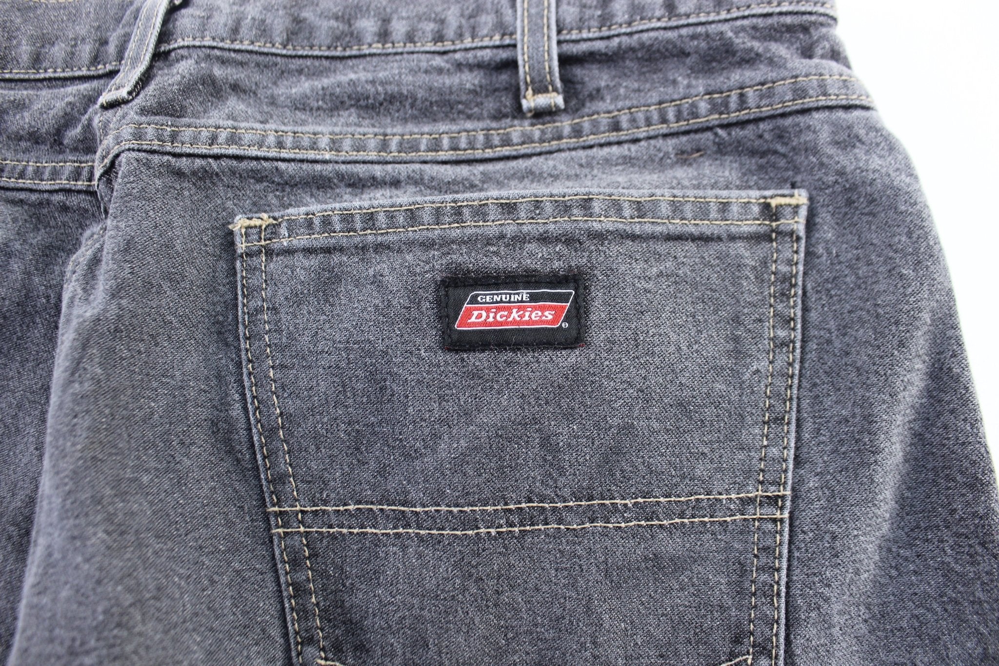 Dickie's Logo Patch Black Denim Carpenter Shorts - ThriftedThreads.com