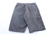Dickie's Logo Patch Black Denim Carpenter Shorts - ThriftedThreads.com