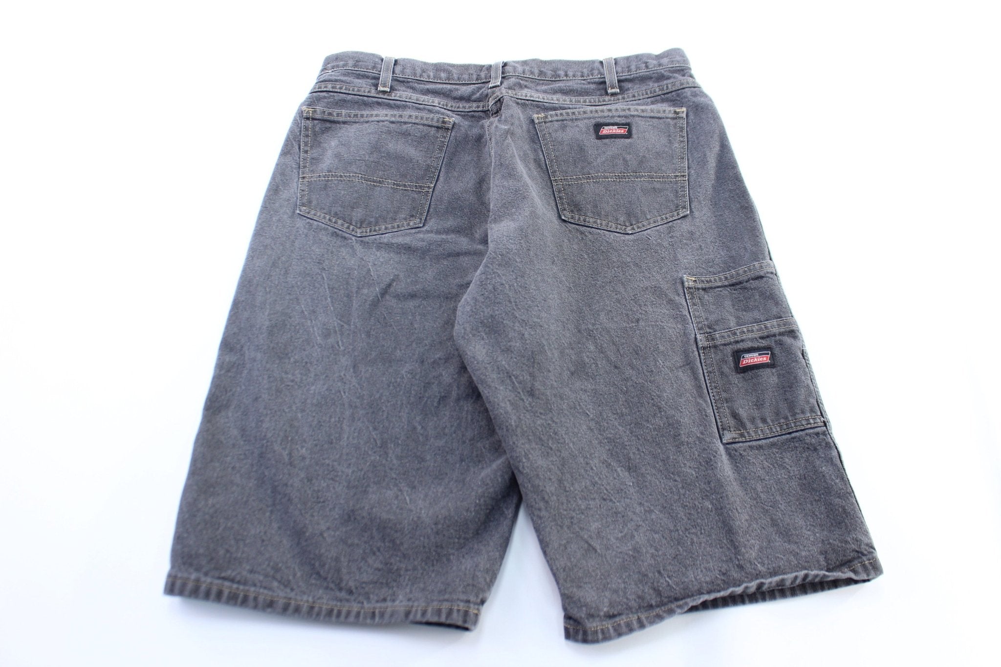 Dickie's Logo Patch Black Denim Carpenter Shorts - ThriftedThreads.com