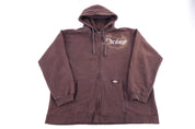 Dickies Logo Patch Brown Full Zip Hoodie - Jacket - Thrifted Threads